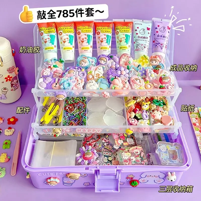 Kawaii creme guka aufkleber set aufkleber diy materialien pack aufbewahrung sbox hand buch material pack handwerk arbeitet spielzeug