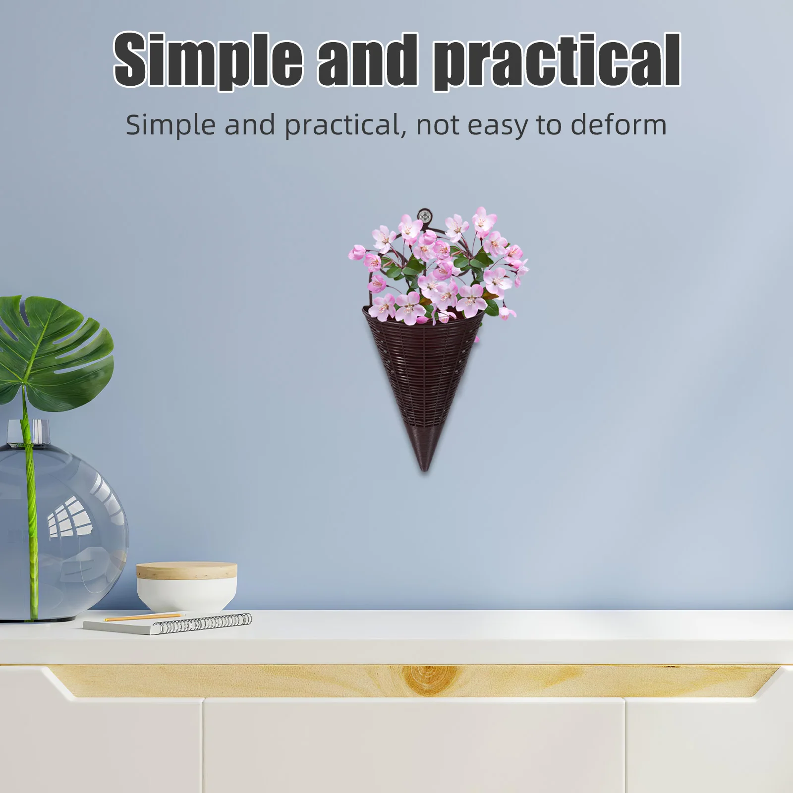 

3Pcs Hanging Woven Basket Wall Planter Storage Basket Rustic Orchid Flower Holder Kitchen Garden Decor Orchid Hanging Planter