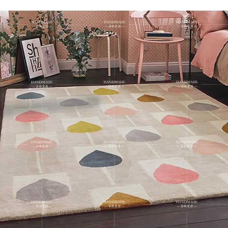 

Modern rectangle Acrylic Large Carpet For Living Room Bedroom Rug Cute pink design fashion custom fitting mat