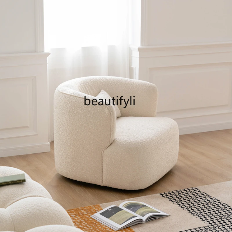 

Nordic Light Luxury White Single Leisure Chair Designer Chair Minimalist Armchair Modern Minimalist Rotating Couch