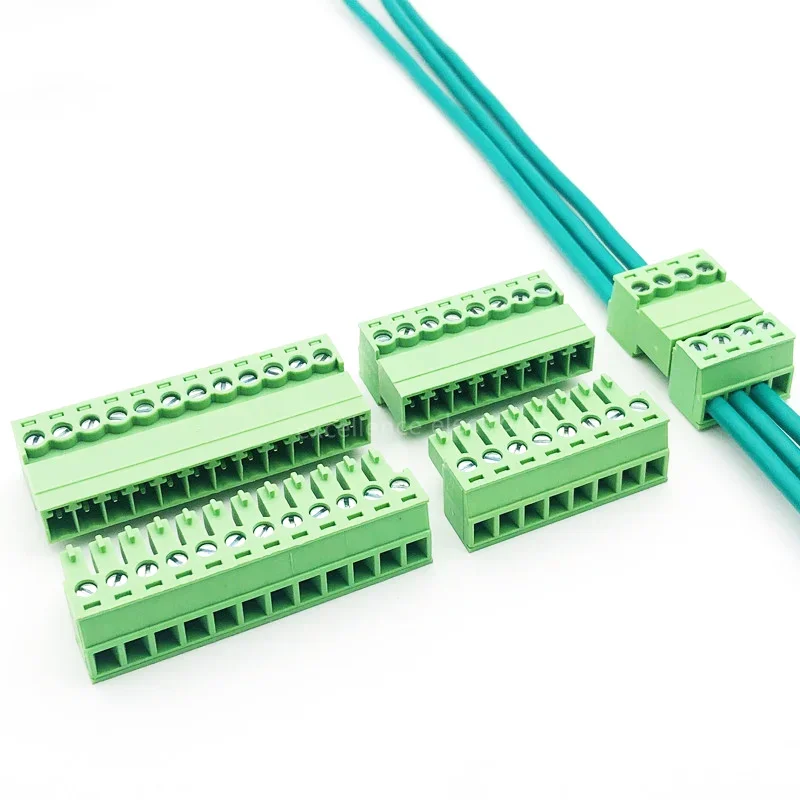 5sets Terminal Block 3.5mm Pitch Aerial Butt Type 15EDGRK-3.5mm Plug-in Connector 2/3/4/5/6/7/8/10/12P Male + Female Socket