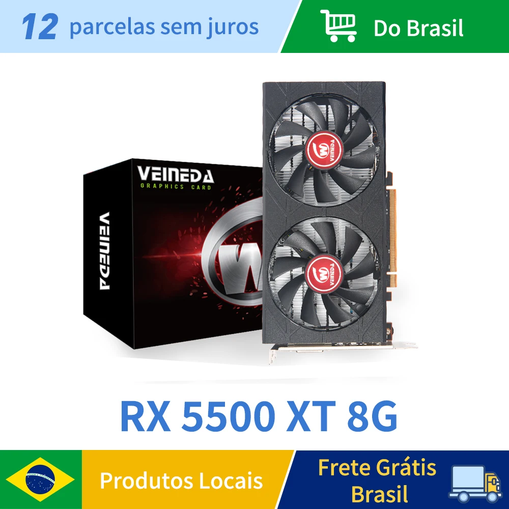 VEINEDA RX 5500XT 8GB Graphics Card GPU GDDR6 128bit 7nm rx 5500 xt video card Support Desktop CPU placa de video