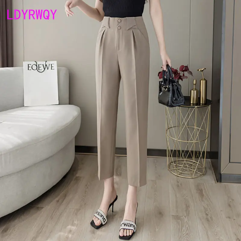 High waisted suit pants 2022 new small nine straight tube women loose slimming slacks