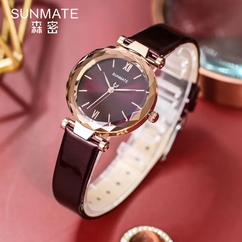 SUNMATE Luxury Rhinestone Watch Imported Quartz Movement Ladies Watch Fashionable Casual Waterproof Ladies Watch, Free Watch Box