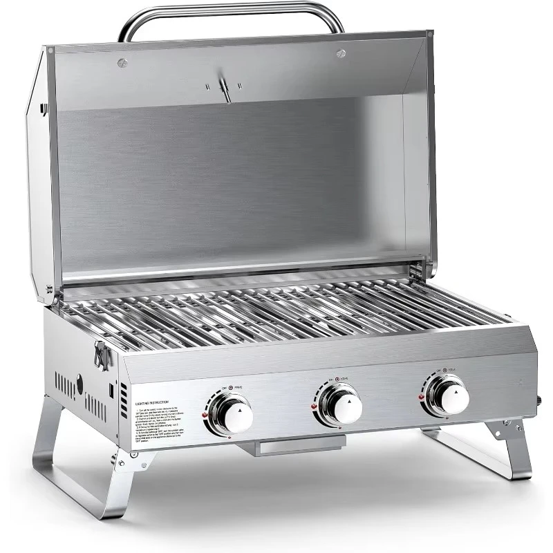 NEW Tabletop Gas Grill 3 Burners,24