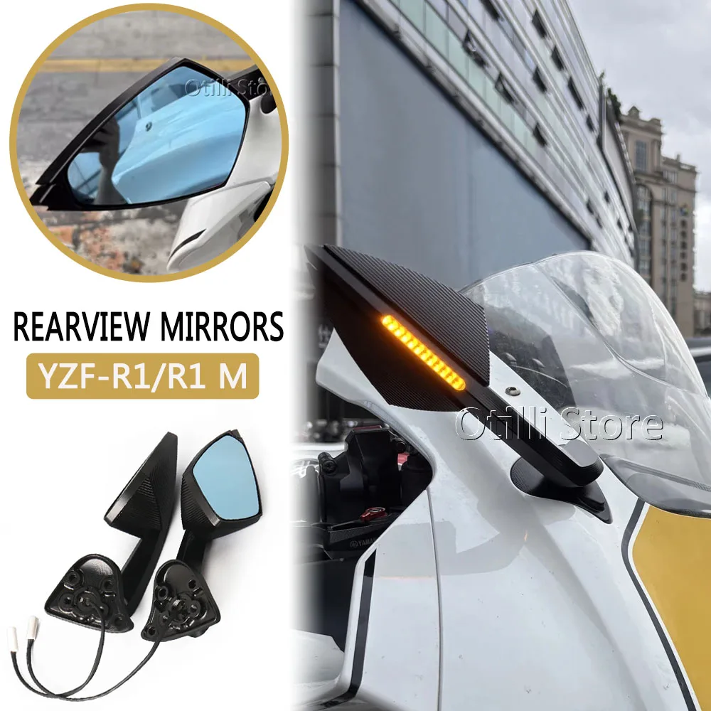 

For Yamaha YZF R1 M YZF-R1M 2020 2021 2022 2023 2024 2025 Motorcycle Rearview Mirror With LED Turn Signal Side Mirrors Part