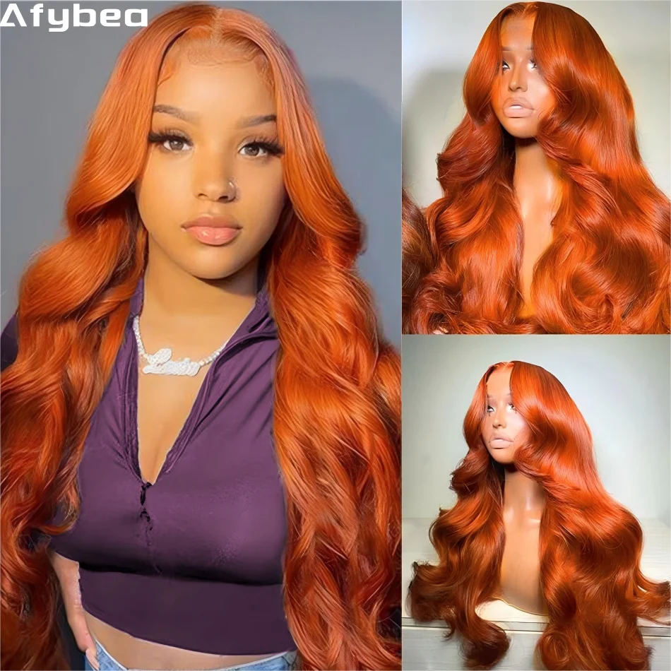 

Body Wave Ginger Human Hair Wigs 13X6 Hd Lace Frontal Wig Colored Lace Front Wig 30 Inch Brazilian Wigs Pre Plucked 250 Density