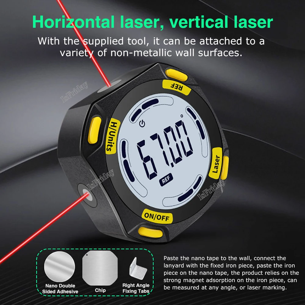 High Precision Digital Inclinometer Electronic Protractor Magnetic Angle Meter Slope Measuring Instrument With Laser Level Meter