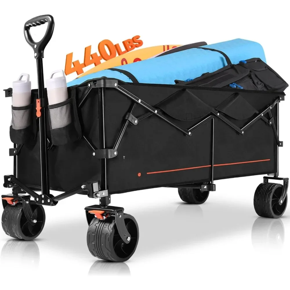 

300L Large Collapsible Wagon Cart Foldable,with 440LBS Weight Capacity and Big All-Terrain Wheels,Garden Cart for Sports Outdoor