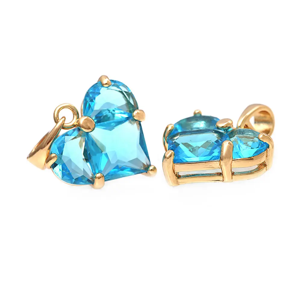 18K Gold Farbe Messing und Zirkon Herz Charms Anhänger Hochwertige Schmuckherstellung Halskette Ohrringe Zubehör für Frauen – Detail 22