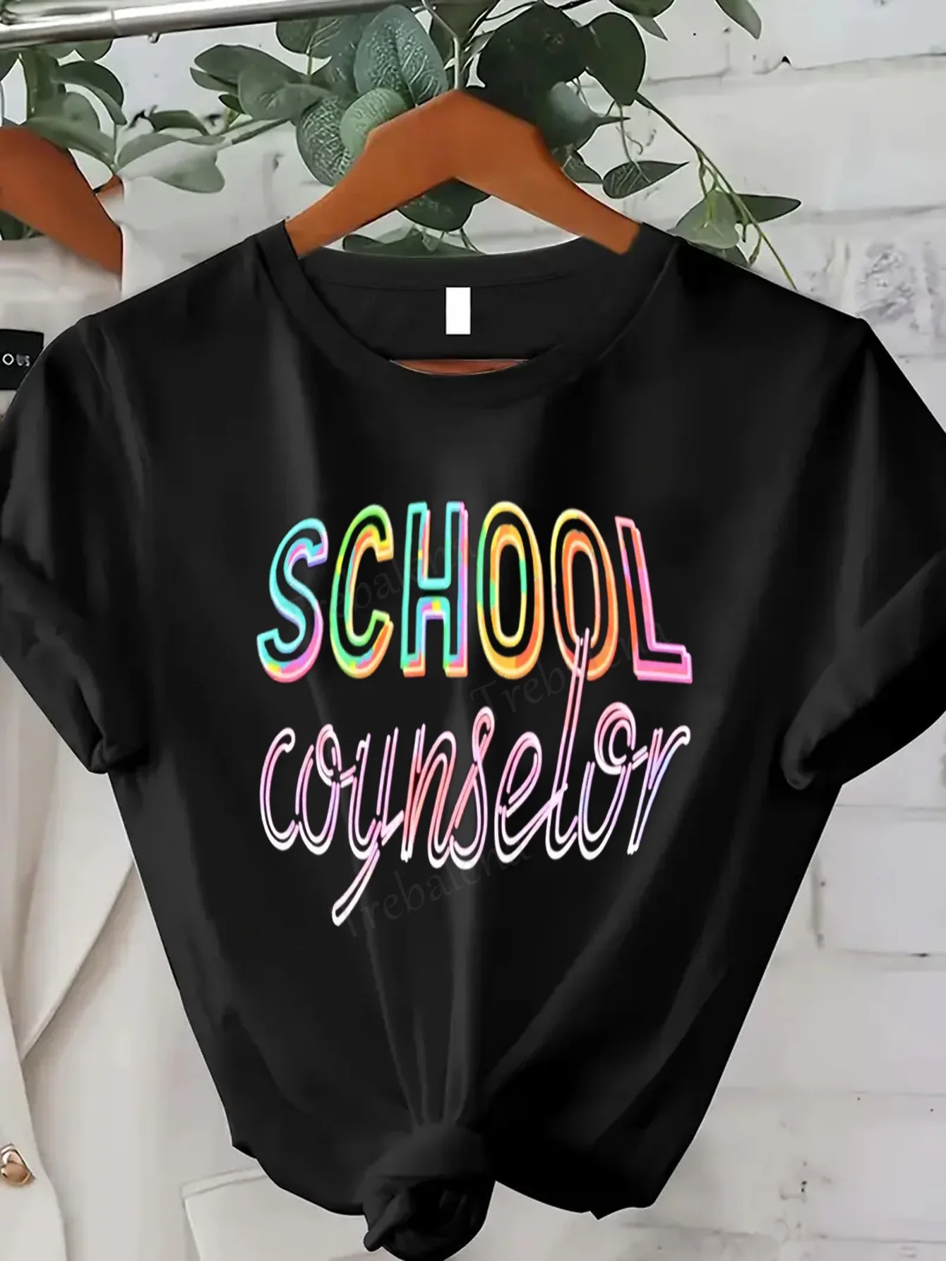 

Women T-shirt Rainbow "School Counselor" Neon Print Women's Casual T-Shirt