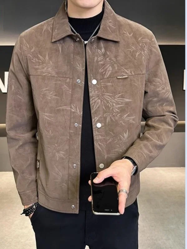 

Мужское замшевое кожаное пальто Lormen Jaet Faionable Urban Sle, водонепроницаемое длинное пальто с откидным воротником Sve для весенне-осенних сезонов