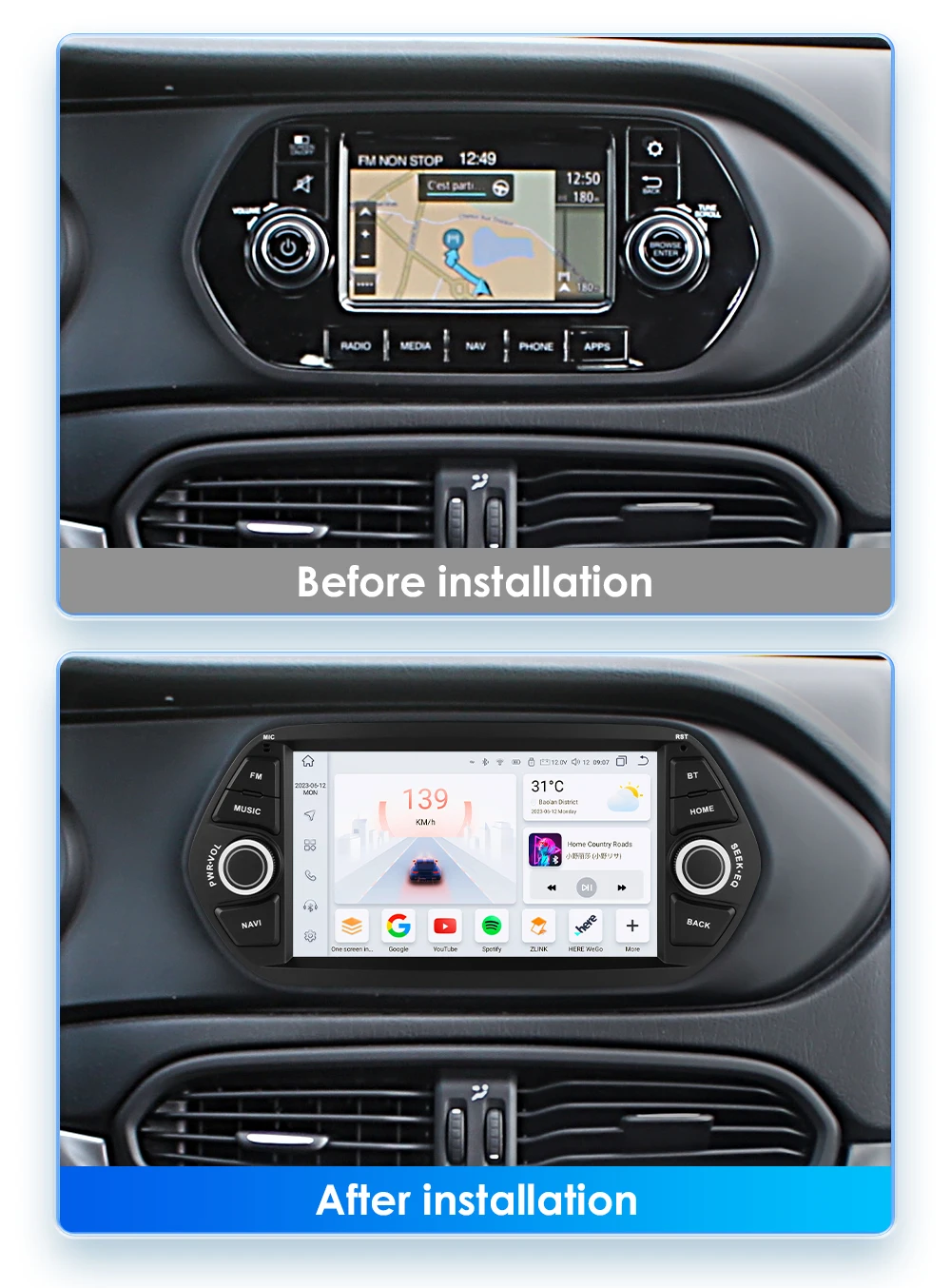 Hizpo 7'' Intelligent Screen for Fiat Tipo Egea 2015 2016 2017 2din Android Car Radio Multimedia Video Player GPS Auto Carplay