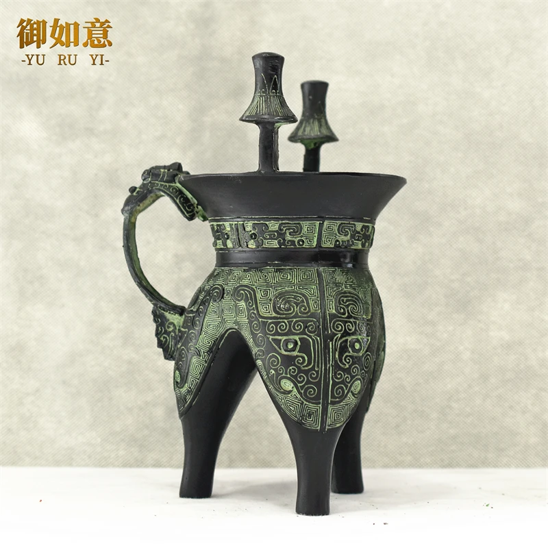 

Bronze ware with animal face patterns, vessel decorations, wine containers, feng shui decorations, home crafts