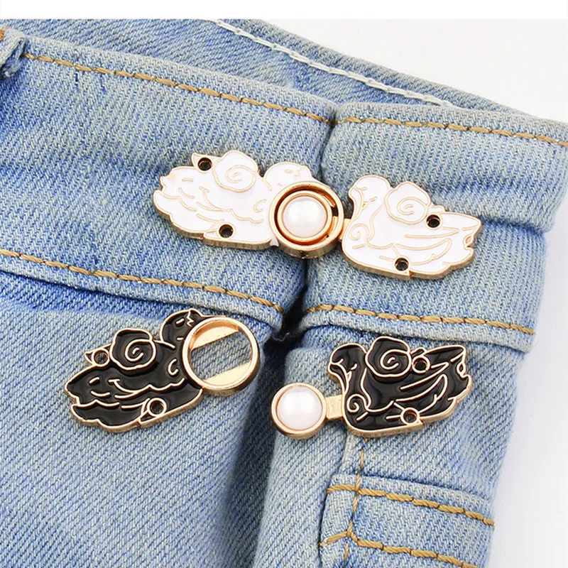 Retractable Waist Button Buckle Resize Fix Tighten Invisible Buckle Adjustable Metal Pants Button Free Sewing for Jeans Clothing