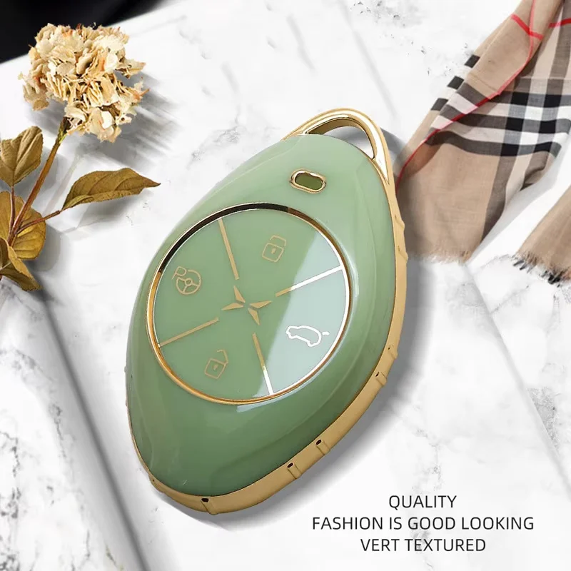Luxurious Golden Edge Remote Car Key Case Full Cover For Xpeng P7 G3 Key Protective Shell Keychain Auto Accessories
