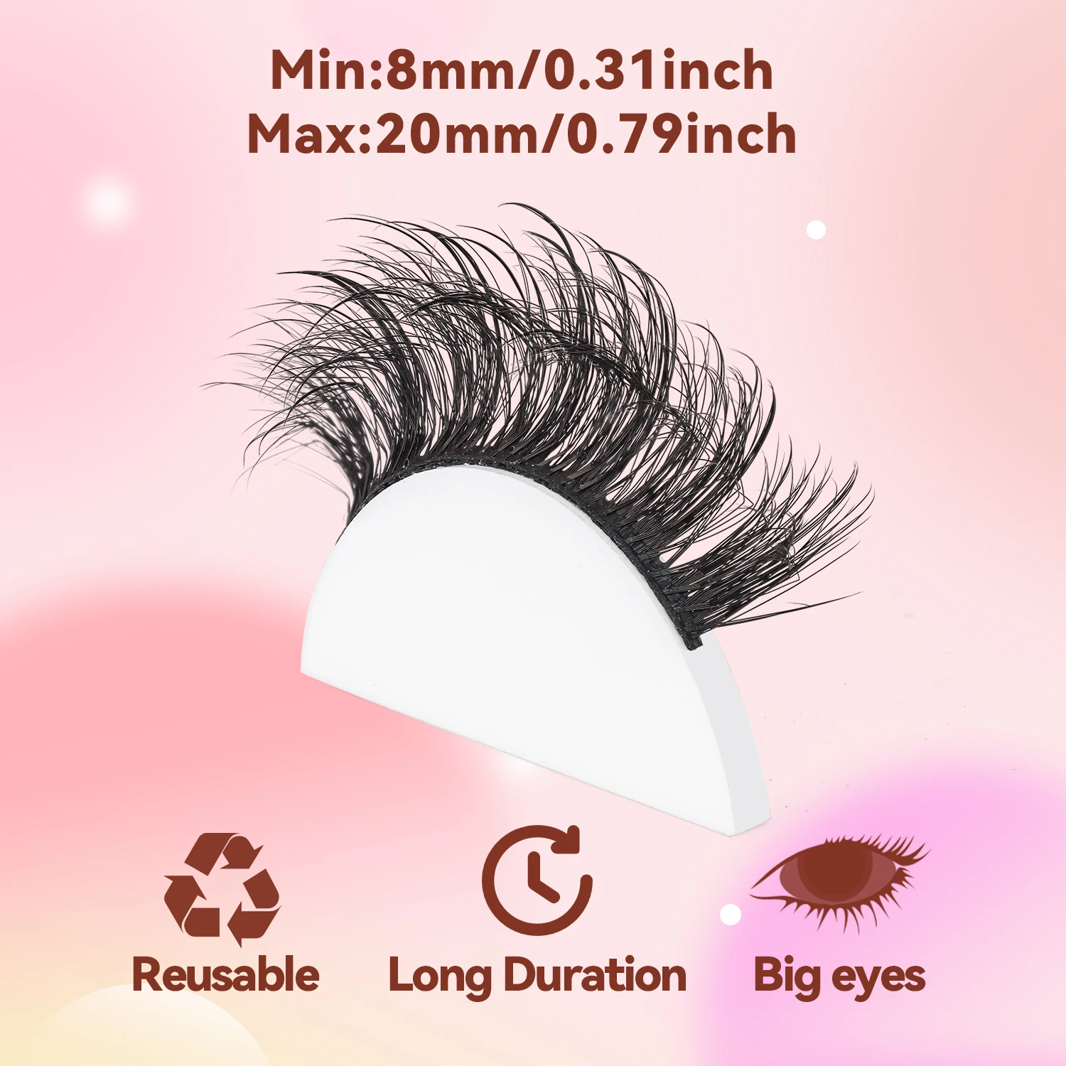 7 Pairs of Thick D Curly Cross-style 3D Fluffy Black Bouncy Cartoon False Lashes
