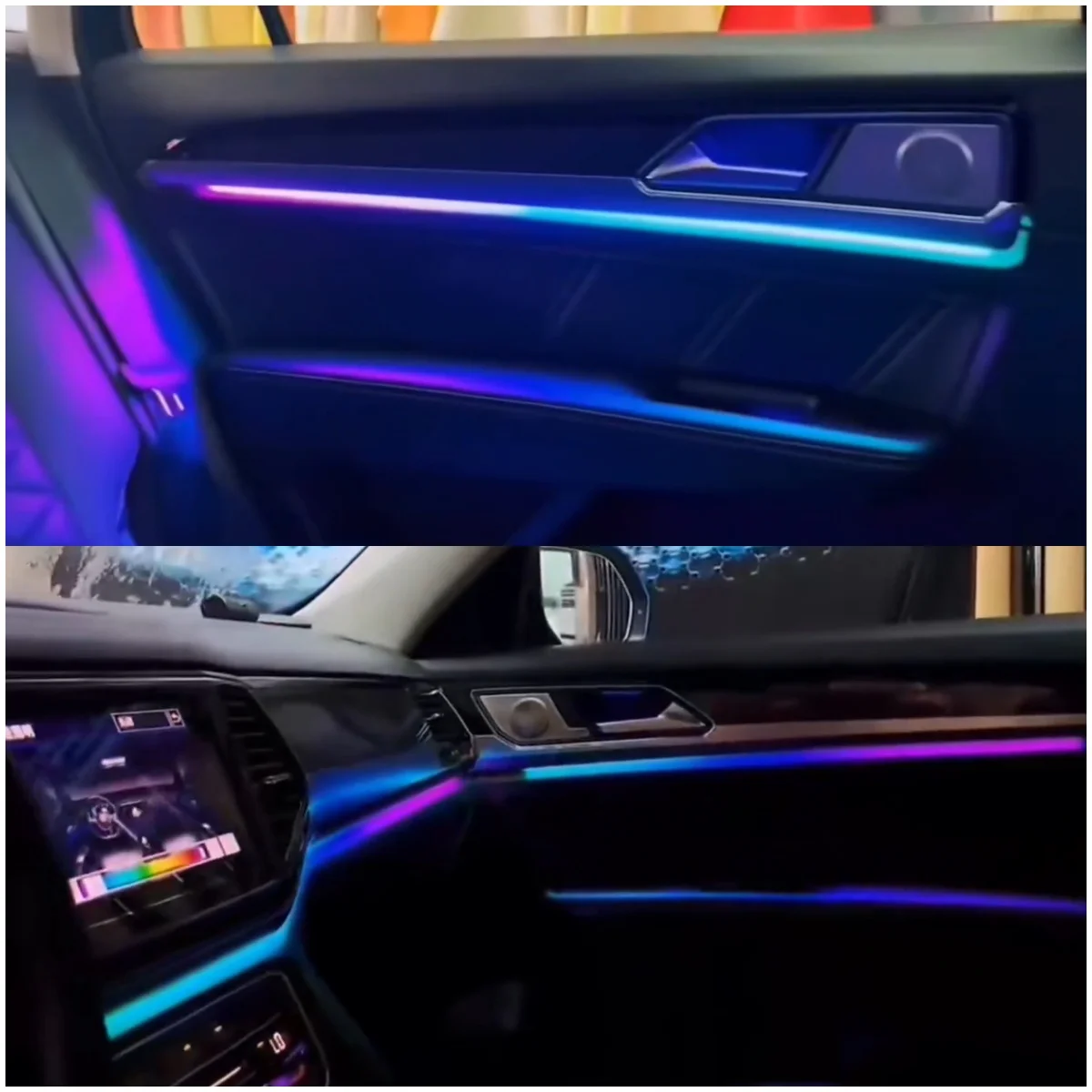 For VW Viloran 2020 Interior Ambient Lighting LED Light guide bracket Full Interior Kit Screen Touch Control Soft Glow Symphony