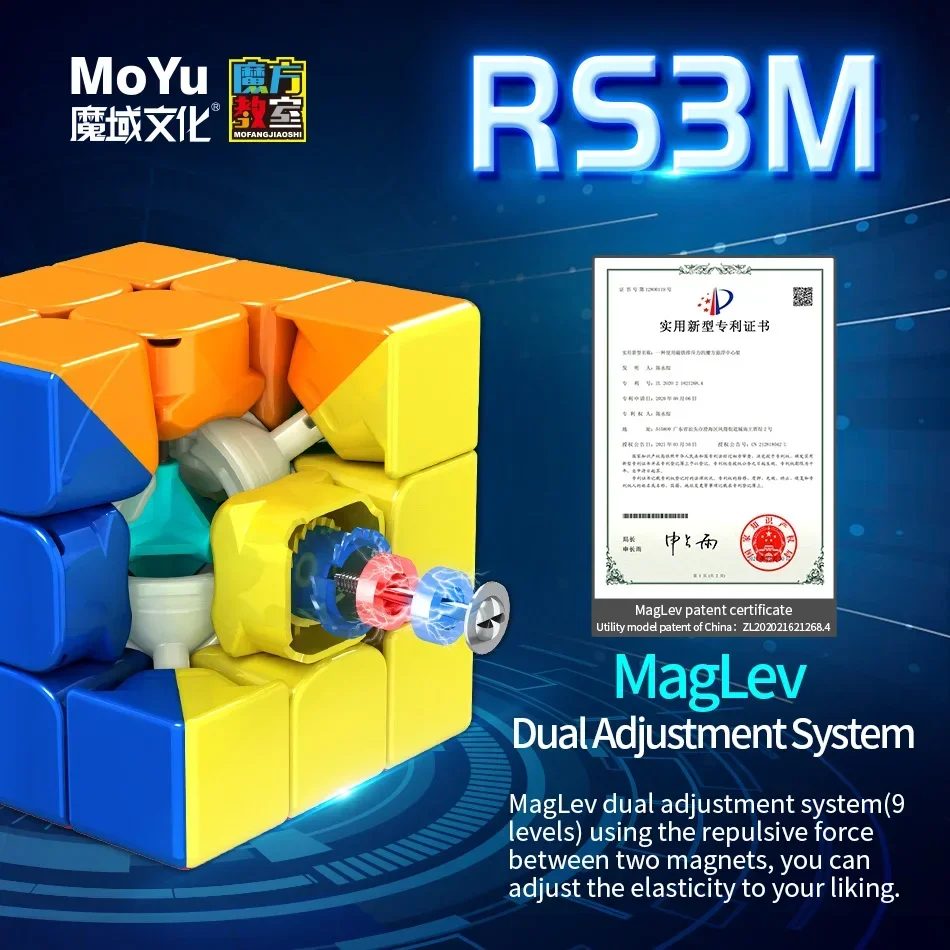 [Cube Crazy] Moyu RS3M 2020 3x3x3 Cube magique magnétique-jouet Puzzle Maglev professionnel Rs3 M 2021 Cubo Magico RS 3M UV