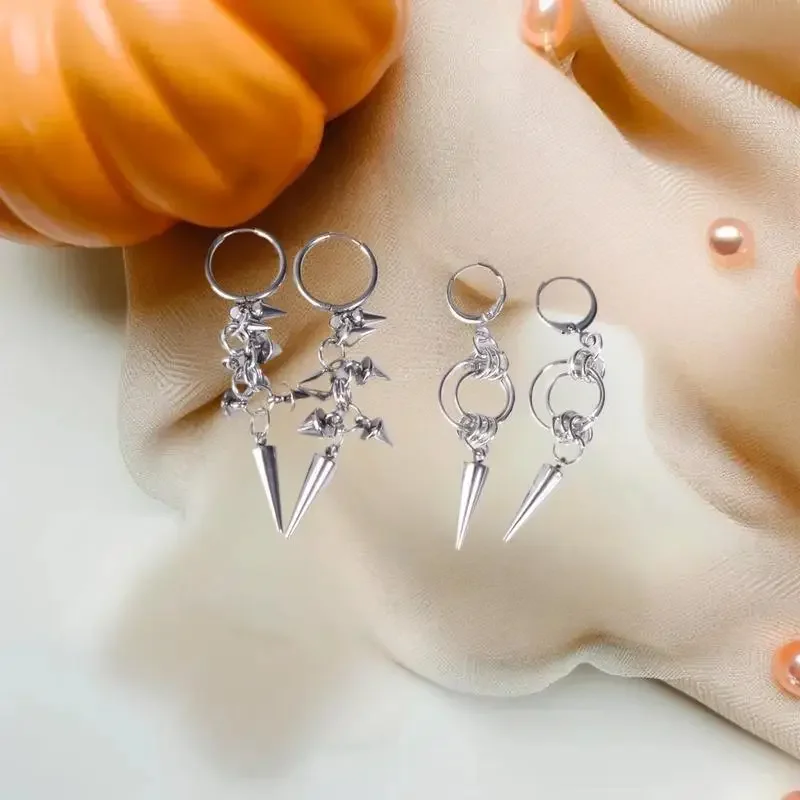 فاسق المعادن ثقب منحني سبايك أقراط للنساء القوطي الجرونج الجمالية برشام أقراط مجوهرات هدية #5