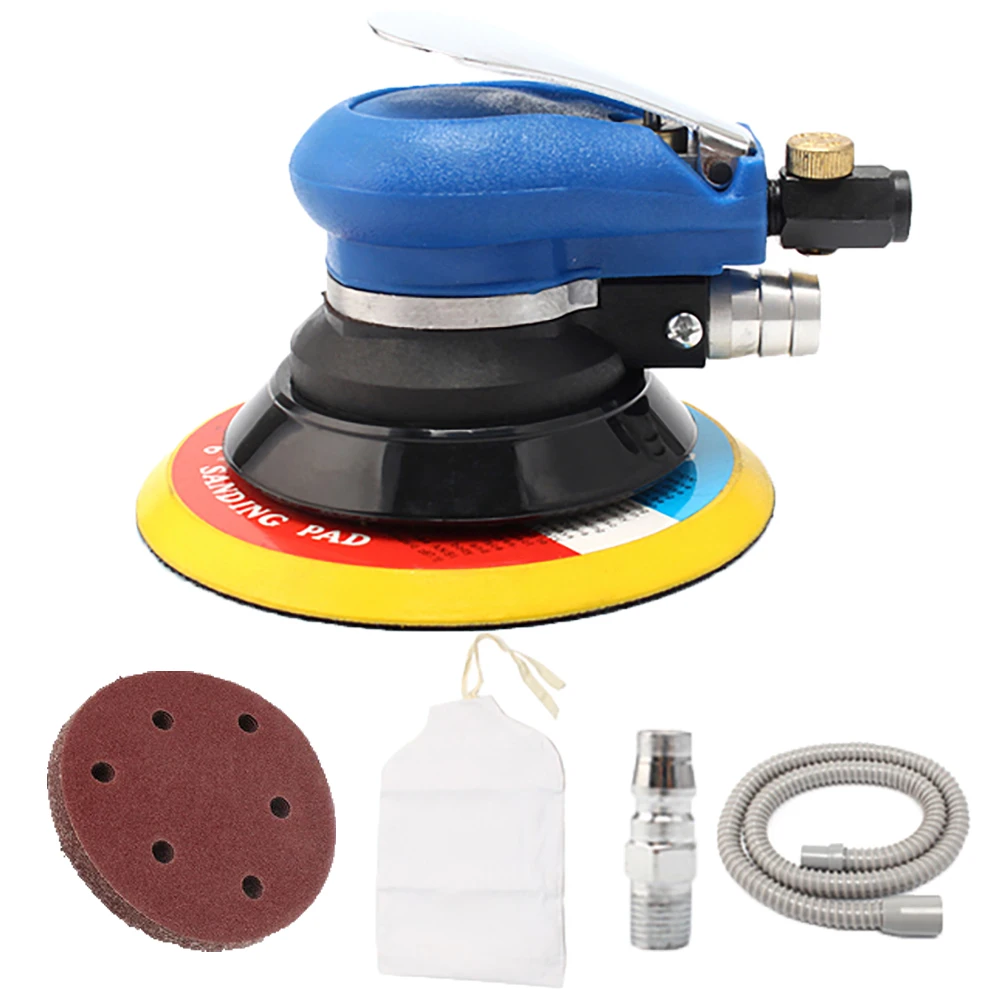 Pneumatic Orbital Sander, Air Grinder, Vacuum Eccentric, Polishing Grinding Machine, Pneumatic Tools,10pcs Sanding Discs, 150mm