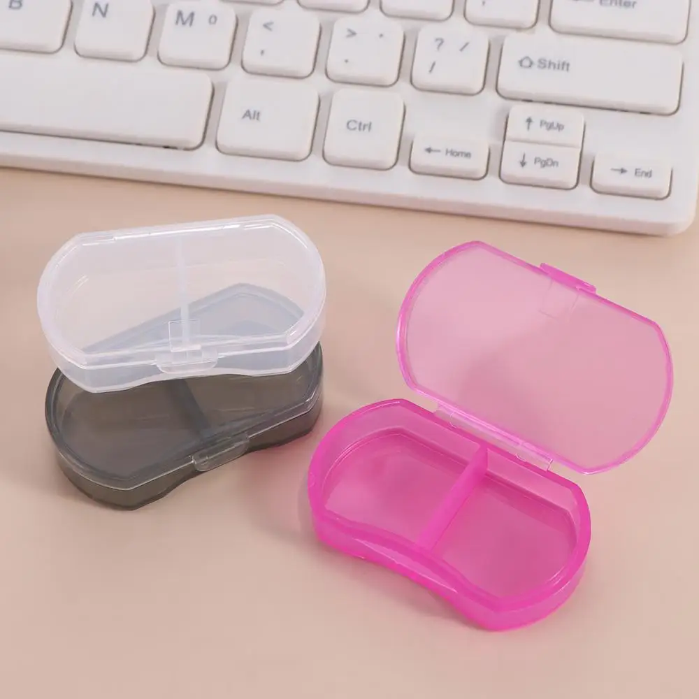 Dust-proof 2-gird Pill Box With Lid Sealed Mini Medicine Box Safety Snap-on design Pill Packing Box Medicine Storage