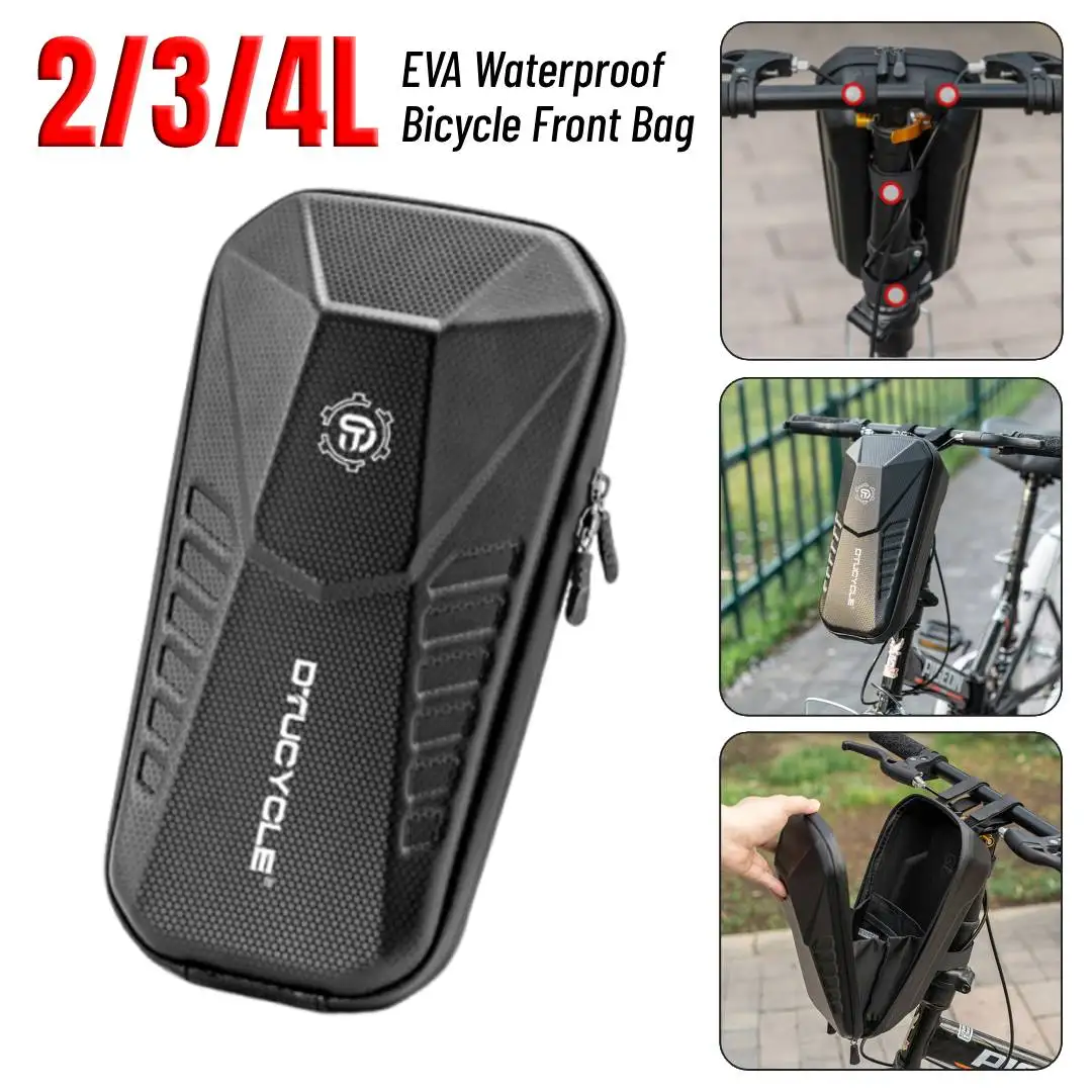 

Велосипедная передняя сумка 2/3/4 л, сумка для электросамоката, противоударная сумка для хранения, водонепроницаемая, с жестким корпусом из ЭВА, на двойной молнии, для велосипеда