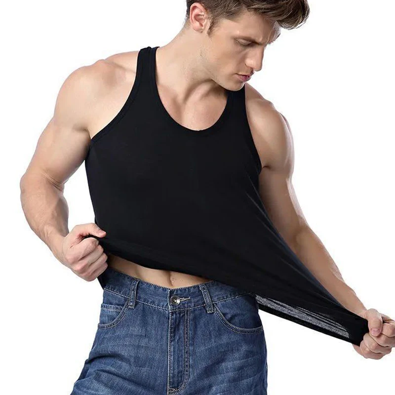 1pc Men Solid Tank Top Men\'s Outdoor Crew Neck Sleeveless Shirt Gym Workout T-Shirt Summer Breathable Underwear Vest Clothing