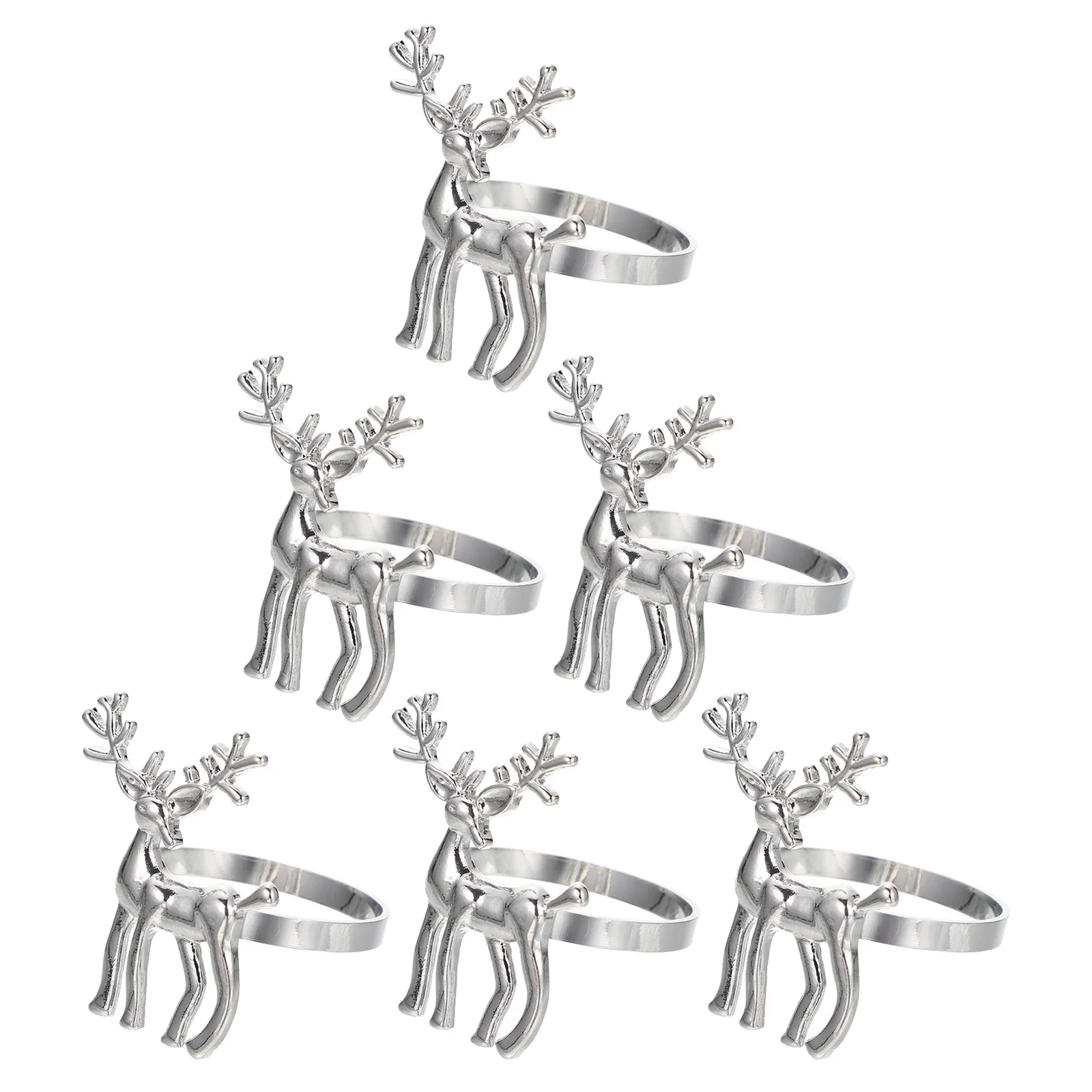 

6Pcs Christmas Napkin Rings Elk Shaped Alloy Napkin Buckles for Holiday Dinner Parties Home Restaurant Tableware Adornments