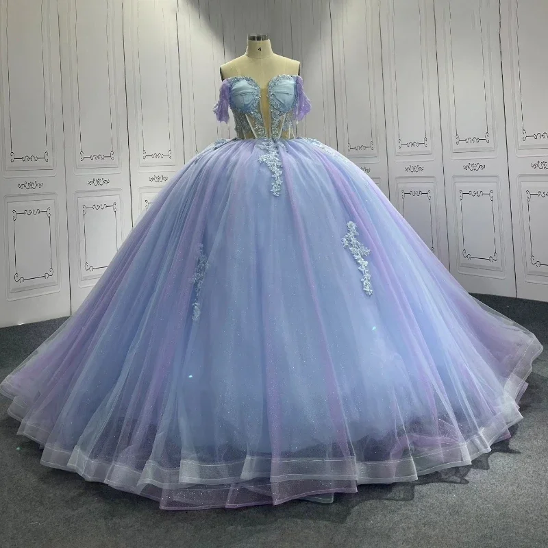 Angelsbridep Vestidos De Xv Años Lilac Princess Ball Gown Quinceanera Dress Off Shoulder Sweetheart Girls Birthday Party Dress