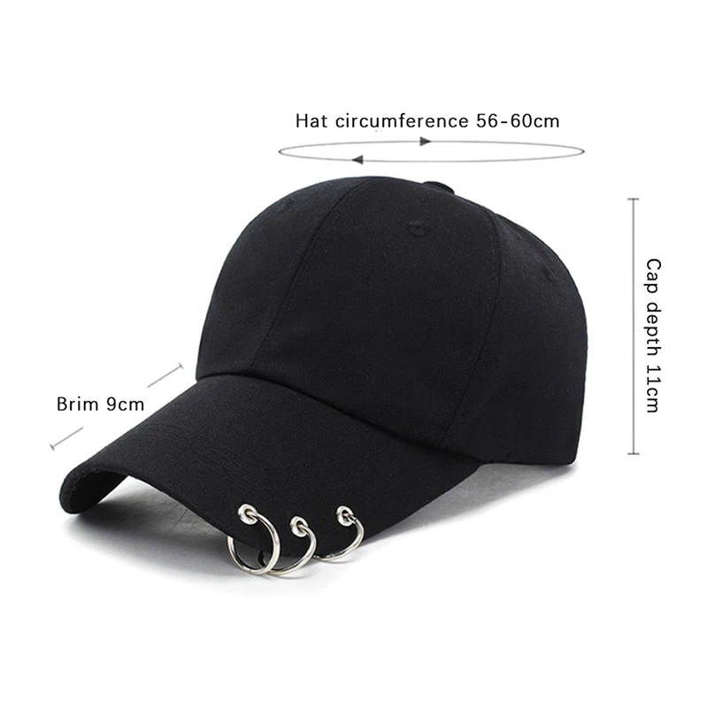 Hip Hop Women\'s Baseball Cap With Ring Circle Snapback Hats For Men Women Unisex Dad Hat Adjustable Kpop Style