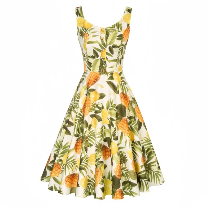 Mouwloze spaghettibandjes bloemenprint zomerjurk dames elegante vintage jaren '50 feestjurken cosplay kostuums