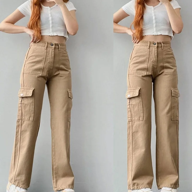 Harajuku New Fashion All-In-One Casual Pants Mid-Waist Three-Dimensional Pocket Pants 2024 Early Autumn Waist Trend Cargo Pants