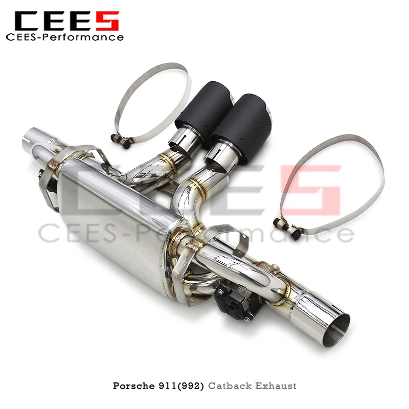 CEES Valvetronic Axleback Exhaust for Porsche 911 992 3.0T 2019-2023 Silenced Racing Pipes with Valve Remote Controller