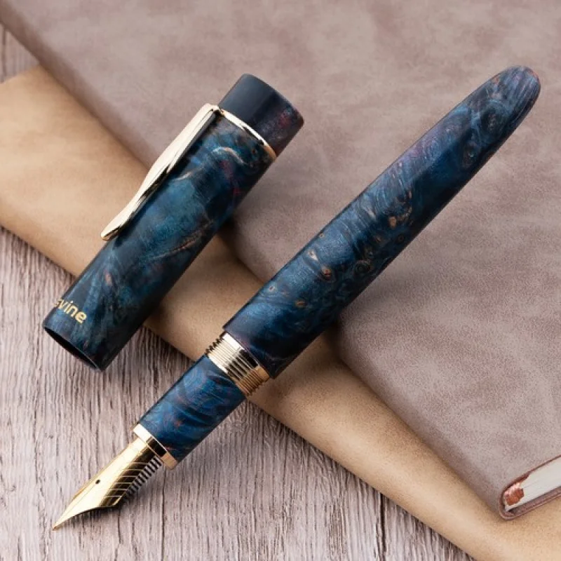 

A+Asvine C2000 Stabilized Wood Fountain Pen NO.8 EF/F/M/Stub 1.1 Nib Dark Blue-Red