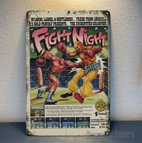 Fight Night Retro Video Game Metal Poster - 20x30cm () Sign  