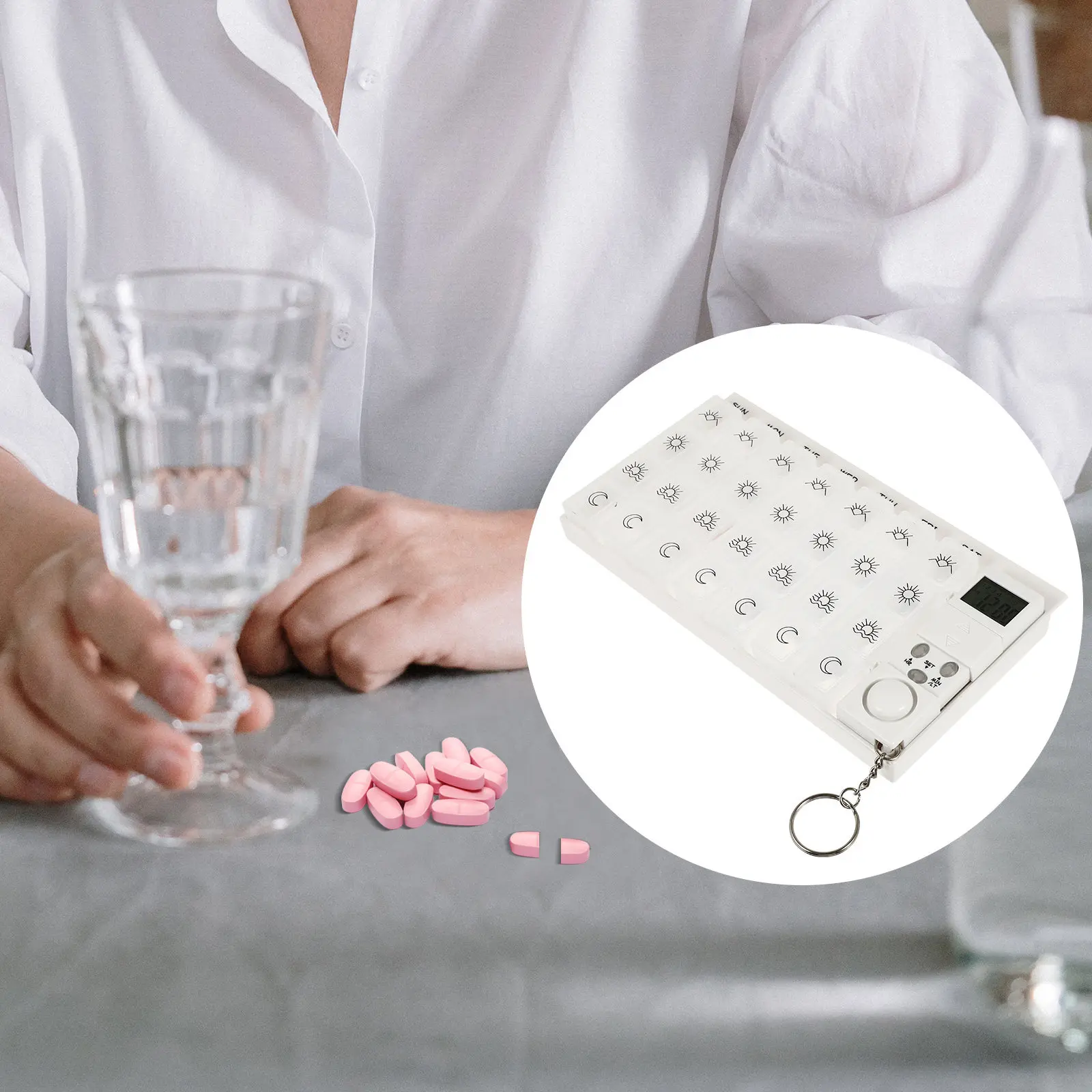Weekly Pill Organizer 7 Days 28 Compartments Large Capacity Medicine Box Loud Alarm Reminder Detachable Timer Travel Portable