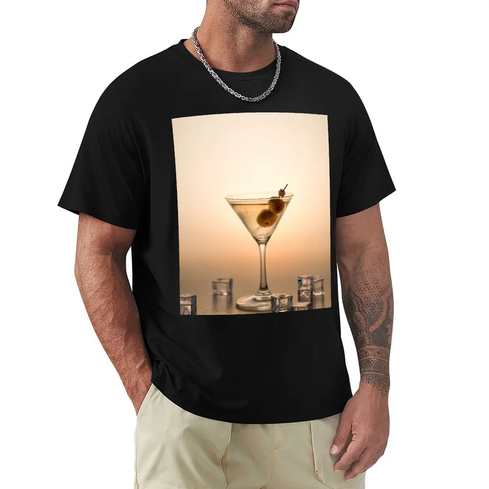 Olive Martini, Drink T-Shirt Modern Print Casual T-Shirt