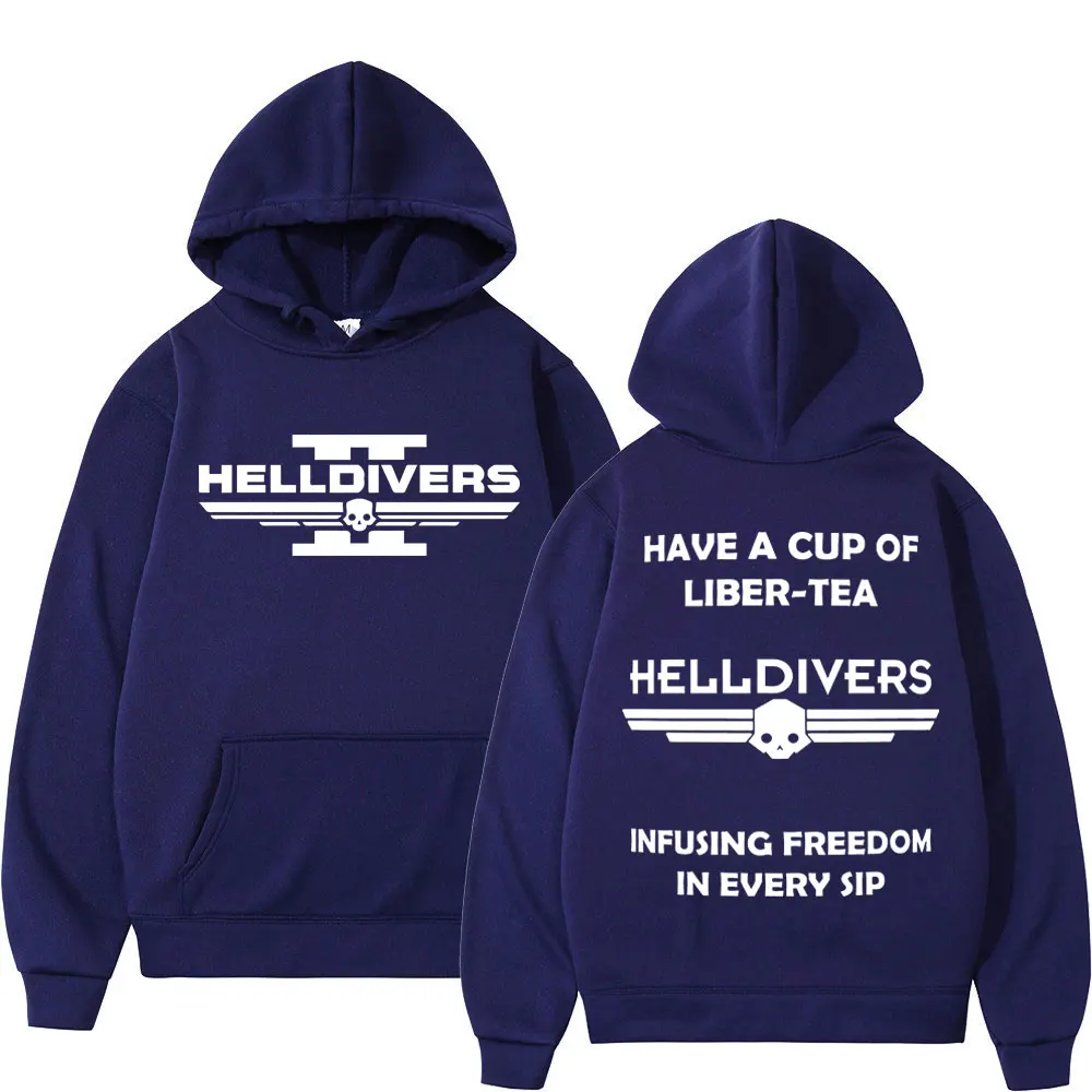 Game Helldivers Double Sided Print Hoodies Men Women Fashion Vintage Hooded Sweatshirts Autumn Winter Casual Comfort Pullovers