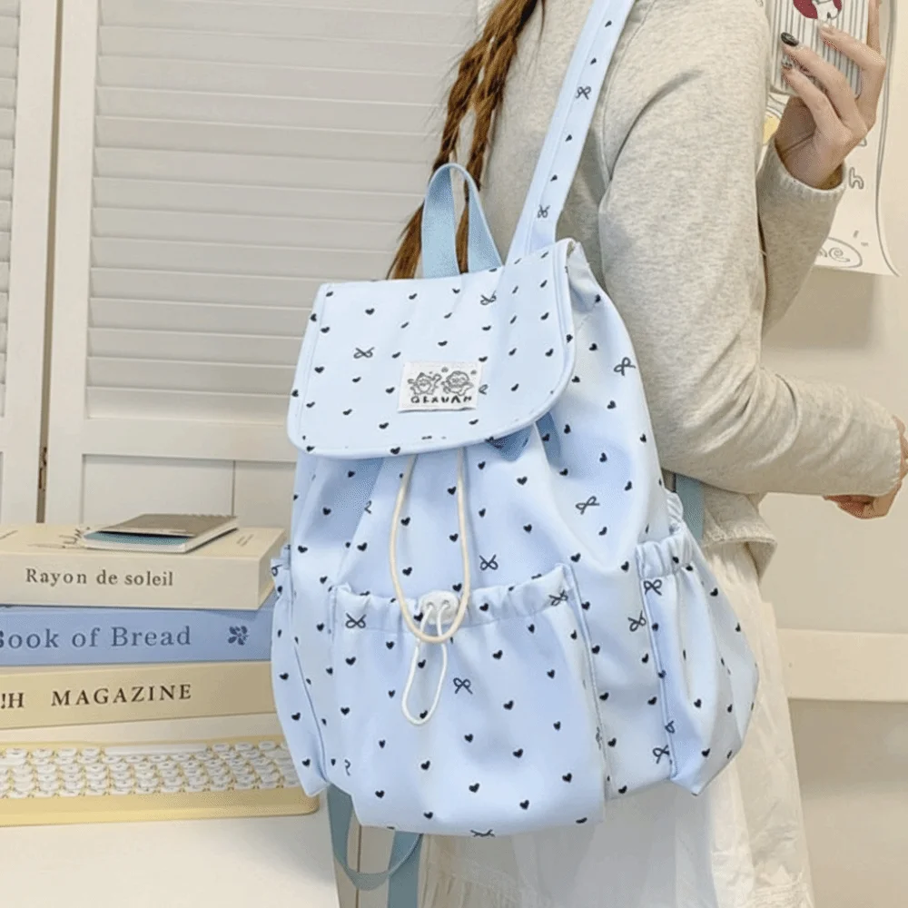 Lightweight Drawstring Backpack College Style Large Capacity Nylon Backpack Cloth Korean Style Students School Bag Women