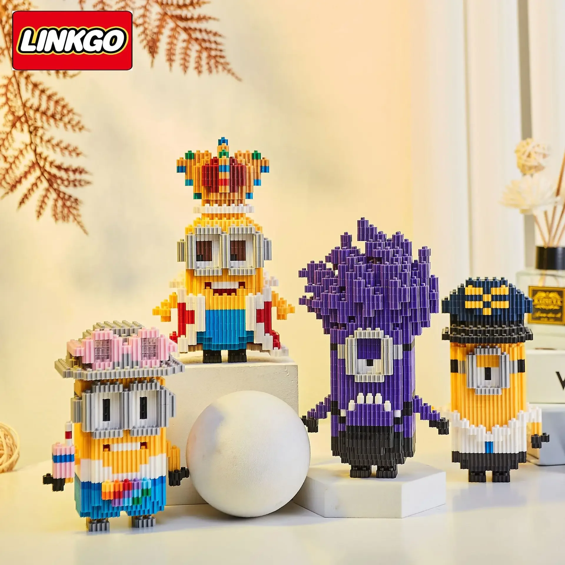 Linkgo Minion Cosplay Connection Building Blocks Dave Stuart Funny 3D Model Anime Minions Mini Brick Figure Toy For Santa Gift