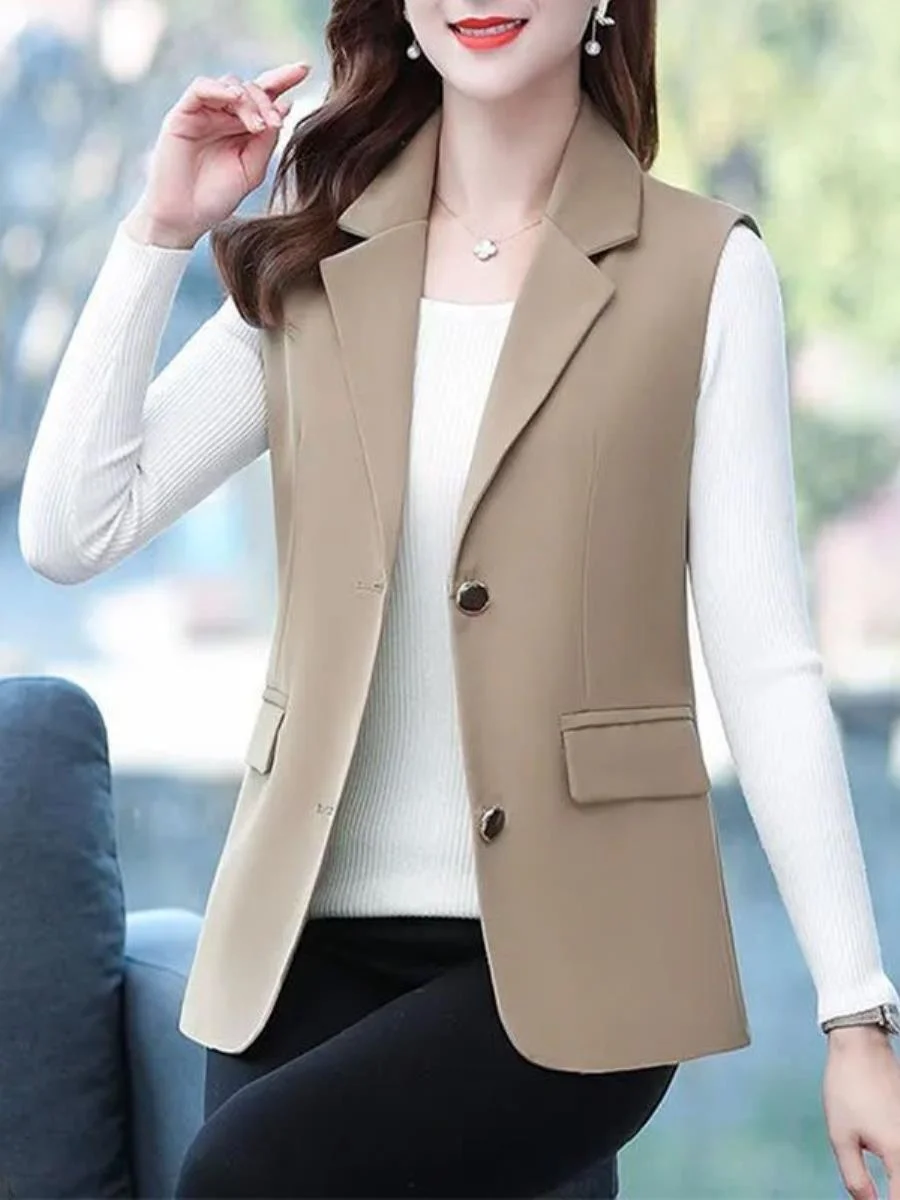 

Casual Sle ex Svel Suit Jaet Spring Autumn New Faion Versatile Leisure Quali Outerwear Vest Top Trendy
