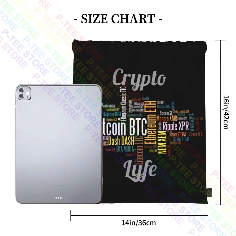 Crypto Lyfe Deluxe Bitcoin Etherium Doge Coin Drawstring Bags Gym Bag Fashion Schoolbag Gymnast Bag Bags For Travel