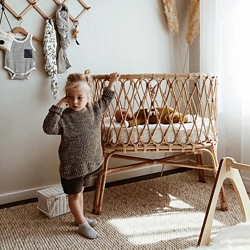 سرير الروطان الفرنسي الشمال الرجعية النقي اليدوية الطبيعية المستوردة سرير الروطان الحقيقي