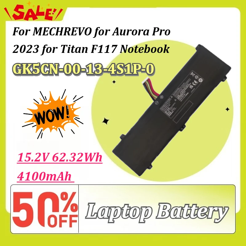 New GK5CN-00-13-4S1P-0 15.2V 62.32Wh 4100mAh Laptop Replacement Battery for MECHREVO for Aurora Pro 2023 for Titan F117 Notebook