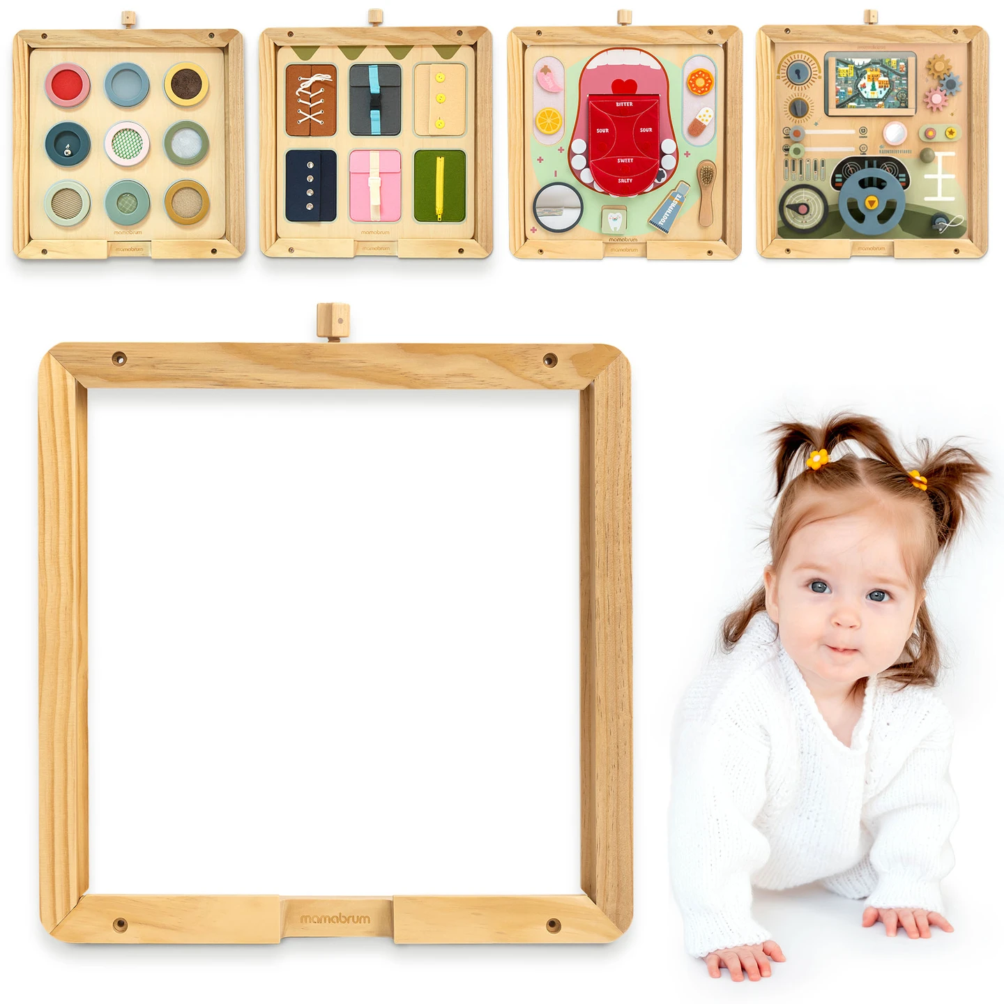 Mamabrum Houten Wandframe Montessori Educatieve Borden voor Kinderen Solide Constructie 18m + 2 Latka