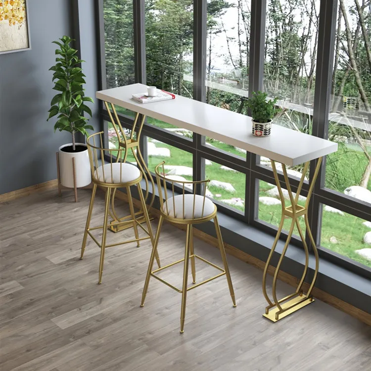 Metal Furniture Kitchen Restaurant Bar Counter Stools Dining Chair and Table Set High Bar Table and Chairs