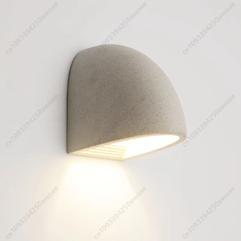 Nordic Minimalist Industrial Cement Wall Lamp,Outdoor Terrazzo Wall Sconce for Villa Courtyard, Fence, Terrace Background