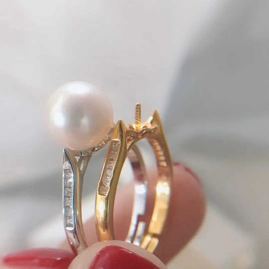 

Wholesale S925 Sterling Silver Adjustable Ring Mount Settings Findings Mountings Accessory Parts for 8-9mm Pearls 5pcs/lot