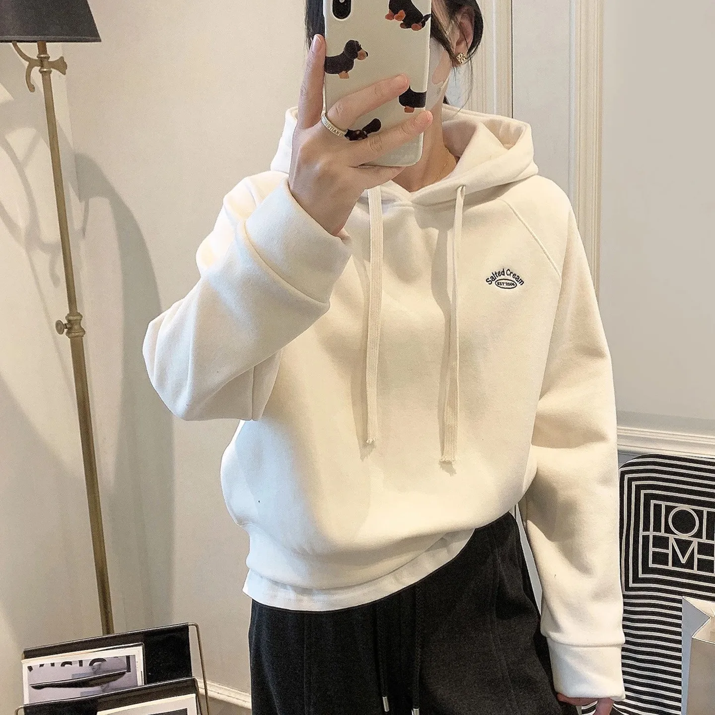 

Женская утепленная толстовка с капюшоном на осень-зиму 2025, новая модель, с длинным рукавом, маленький размер, вышитая, на молнии, свитшот